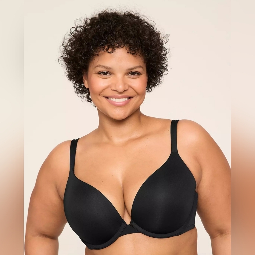 NWT Cacique The Modern Collection Boost Plunge Black Padded Bra Size 46C